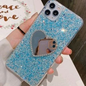 iPhone 13 Rhinestone Heart Mirror Phone Case